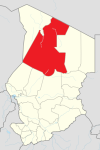 Map of Chad showing the Borkou region