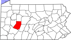 Map of Pennsylvania highlighting Indiana County