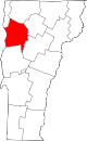 State map highlighting Chittenden County
