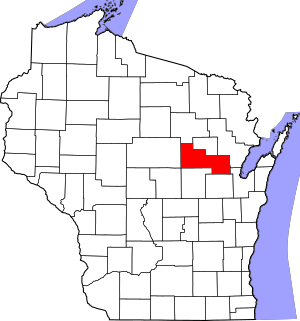 Map of Wisconsin highlighting Shawano County