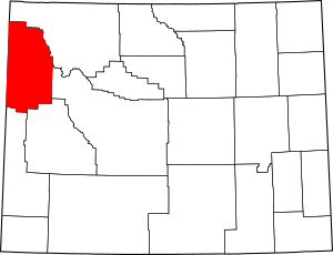 Map of Wyoming highlighting Teton County