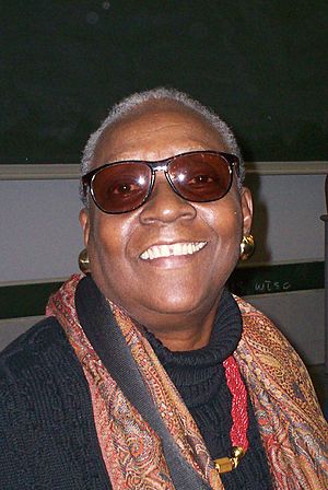 Condé after her talk at Montclair State University (New Jersey) on 6 November 2006