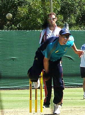 Mike Hussey bowling