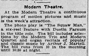 Modern Theatre program June 1914