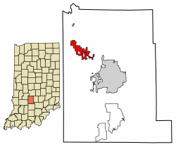 Location of Ellettsville in Monroe County, Indiana.