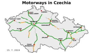 Motorways in Czechia map