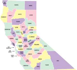 NorCal county map (labeled and colored)
