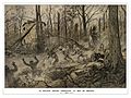 monochromatic artwork of Marines fighting Germans in a forest