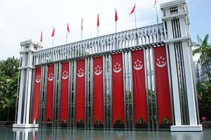 Singapore flags and banners in Istana Park - 20080817