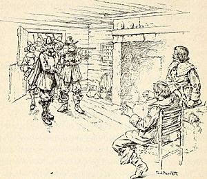 Thomas Morton of Merrymount arrested by Captain Myles Standish of the Plymouth Colony