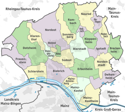 Wiesbaden subdivisions (colored scheme)