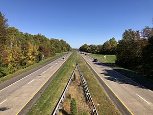 2022-10-14 12 02 29 View north along Pennsylvania State Route 611 (Doylestown Bypass) from the overpass for North Broad Street in Doylestown, Bucks County, Pennsylvania