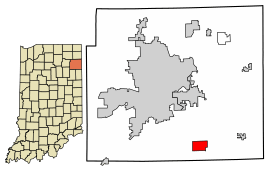 Location of Hoagland in Allen County, Indiana.