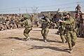 Australian army trainers demonstrate proper room clearing techniques during close quarters combat training at Camp Taji, Iraq, July 1, 2017