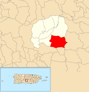 Location of Caonillas Abajo within the municipality of Villalba shown in red