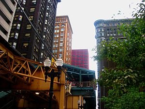 Chicago Loop buildings and El station