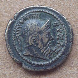 Coinage with Byzas 2nd 3rd century CE.jpg