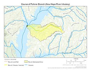 Course of Folkner Branch (New Hope River tributary)