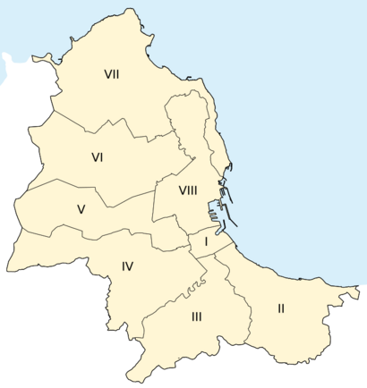 Districts of Palermo with Roman numbers