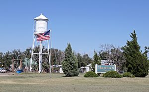 Hartman's welcome sign and water tower.