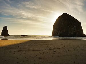 Haystacks Rocks and the Needles,Cannon Beach just before sunset