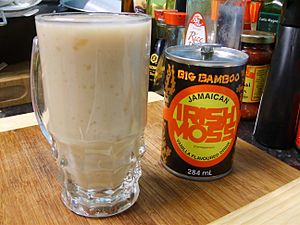Jamaican Irish Moss drink - in can and over ice