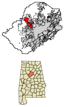 Location of Adamsville in Jefferson County, Alabama.