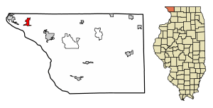 Location of Menominee in Jo Daviess County, Illinois.