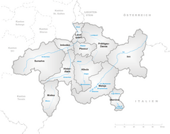 Karte Kanton Graubünden Bezirke