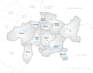 Karte Kanton Graubünden Bezirke