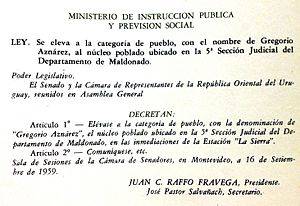Law 12.630, Gregorio Aznarez