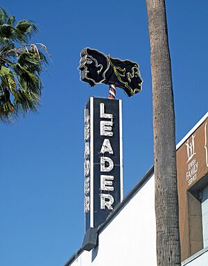 Leader Building neon sign