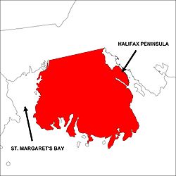 Location of Chebucto Peninsula in municipal Halifax
