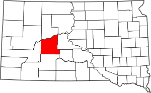 Map of South Dakota highlighting Haakon County