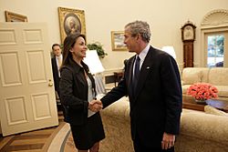 Maria Corina Machado (Sumate) meets George W. Bush (2002)