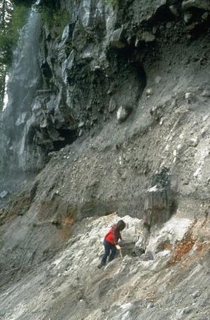 Meager ash-fall and pyroclastic flow deposits