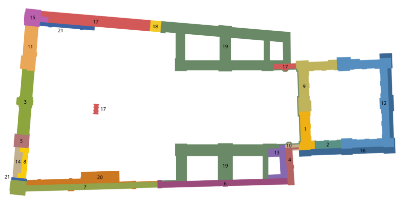 Plan of Louvre and Tuileries by stage of construction