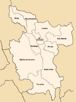 Provinces of the San Martín region in Peru