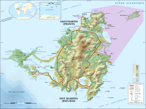 Saint-Martin Island topographic map-fr