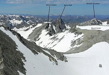 A photo of Baron and surrounding peaks from the summit of Thompson Peak