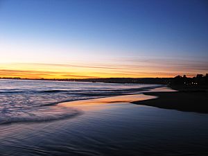 Sunset at Seacliff State Beach in Aptos, California.