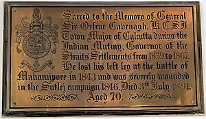Sir William Orfeur Cavenagh plaque, St Mary's Church, Long Ditton