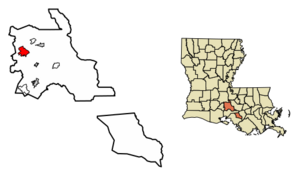 Location of Breaux Bridge in St. Martin Parish, Louisiana.