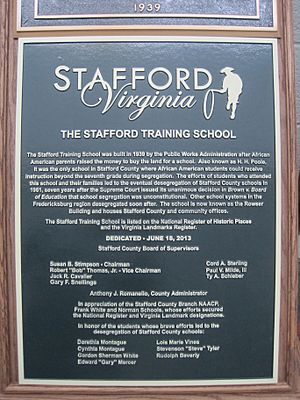 Stafford Training School Historical Plaque