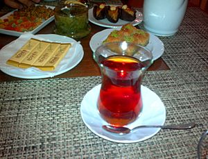 Tea in Azerbaijani national Armudu glass