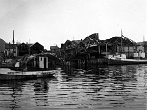The docks at Hemnes after fighting during WW2