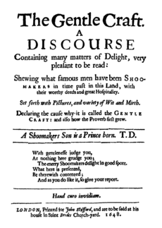 Thomas Deloney, The Gentle Craft, title page (1648 ed)
