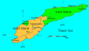 Location of the City of Kupang on the island of Timor