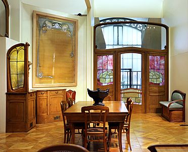 Victor horta, boiserie e mobilio dell'hotel aubecq a bruxelles, 1902-04, 06