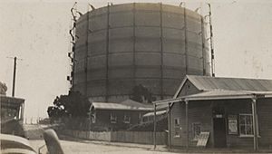 View of Kyabra Street looking towards the gasometer in Newstead Queensland